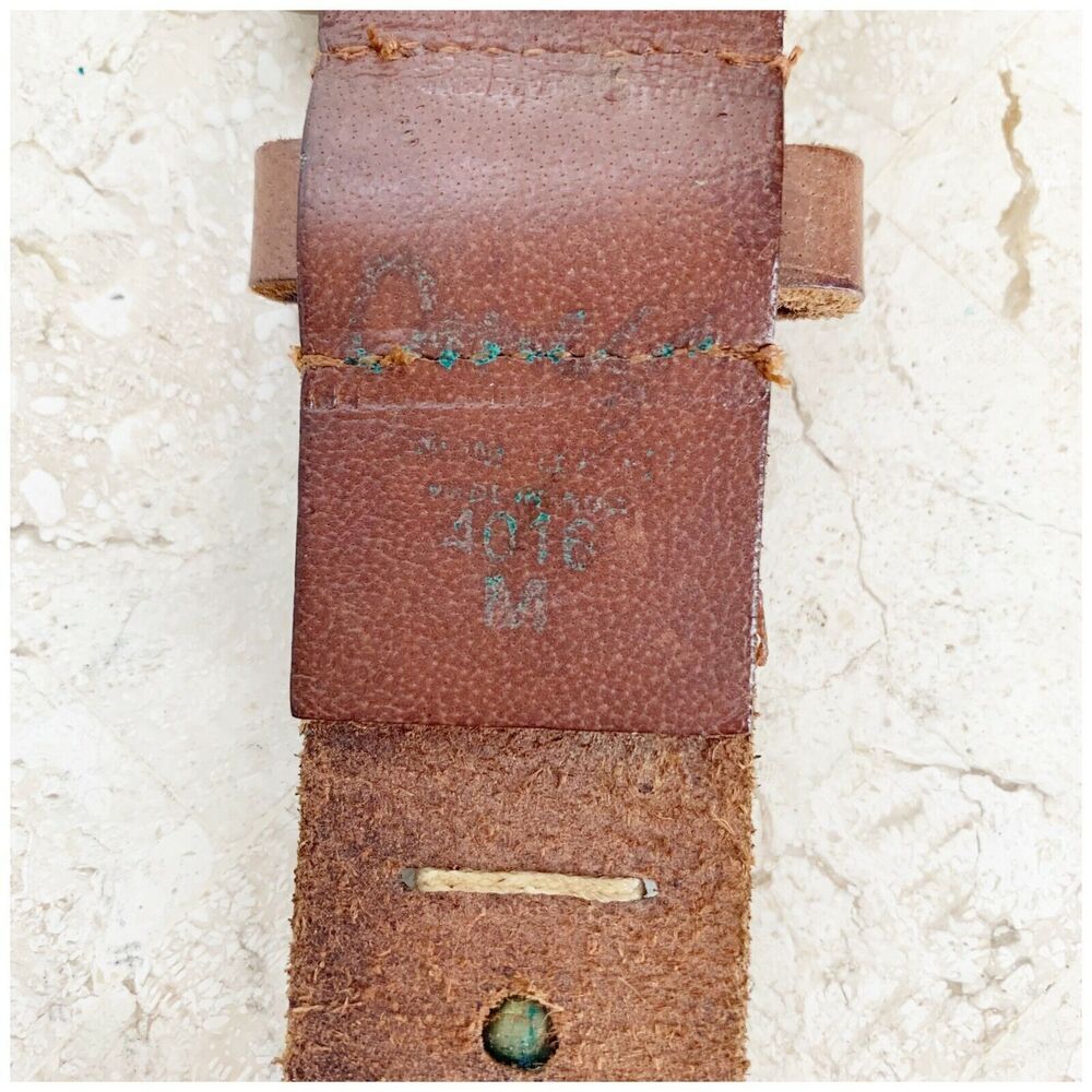 Brown Sturdy Harness Leather Belt Womens Size M Embroidered Beaded Boho - Picture 8 of 8